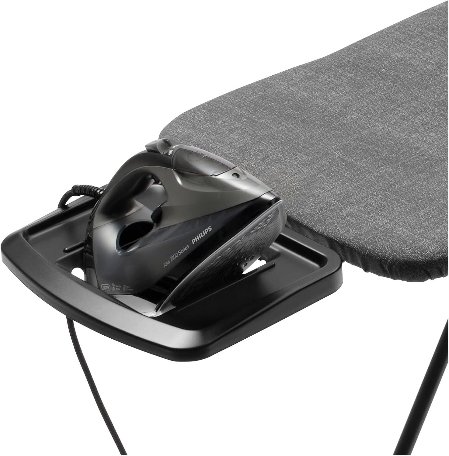 image:imageBrabantia Ironing Board B Solid Steam Iron Rest Adjustable Height NonSlip Rubber Feet 100 Fairtrade Cotton Cover with Foam Padding Foldable Metallized Size B 49 x 15 inDenim Black