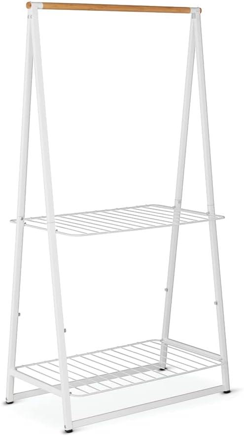 image:imageBrabantia Linn Clothes Rack Compact Free Standing Clothing Rail Clothes Storage Hang Air or Dry Clothes Sturdy Steel Frame amp Bamboo Rod 19 x 13 x 67 inches BlackWhite