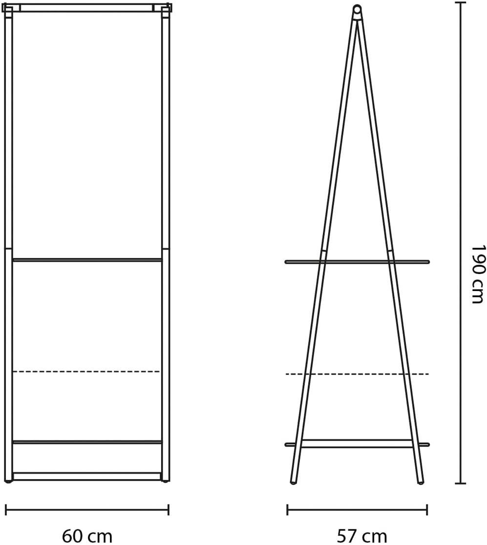 image:imageBrabantia Linn Clothes Rack Compact Free Standing Clothing Rail Clothes Storage Hang Air or Dry Clothes Sturdy Steel Frame amp Bamboo Rod 19 x 13 x 67 inches BlackWhite