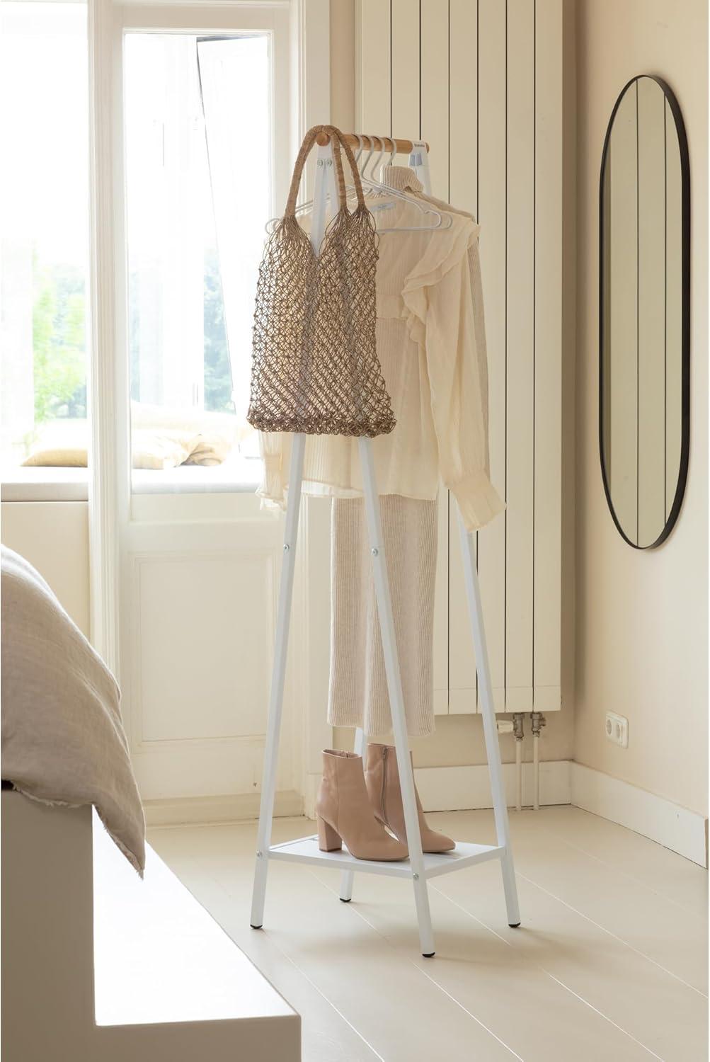 image:imageBrabantia Linn Clothes Rack Compact Free Standing Clothing Rail Clothes Storage Hang Air or Dry Clothes Sturdy Steel Frame amp Bamboo Rod 19 x 13 x 67 inches BlackWhite