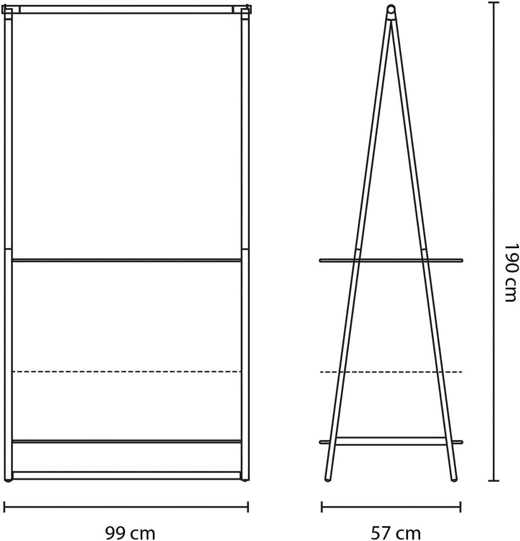 image:imageBrabantia Linn Clothes Rack Compact Free Standing Clothing Rail Clothes Storage Hang Air or Dry Clothes Sturdy Steel Frame amp Bamboo Rod 19 x 13 x 67 inches BlackBlack