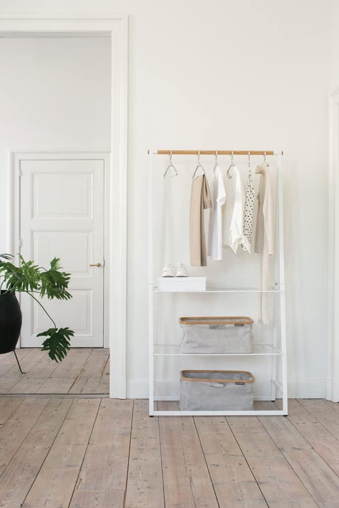 image:imageBrabantia Linn Clothes Rack Compact Free Standing Clothing Rail Clothes Storage Hang Air or Dry Clothes Sturdy Steel Frame amp Bamboo Rod 19 x 13 x 67 inches BlackWhite