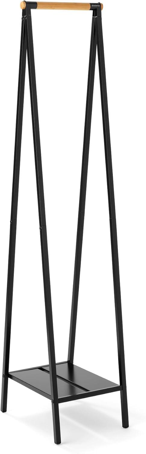 image:imageBrabantia Linn Clothes Rack Compact Free Standing Clothing Rail Clothes Storage Hang Air or Dry Clothes Sturdy Steel Frame amp Bamboo Rod 19 x 13 x 67 inches BlackBlack