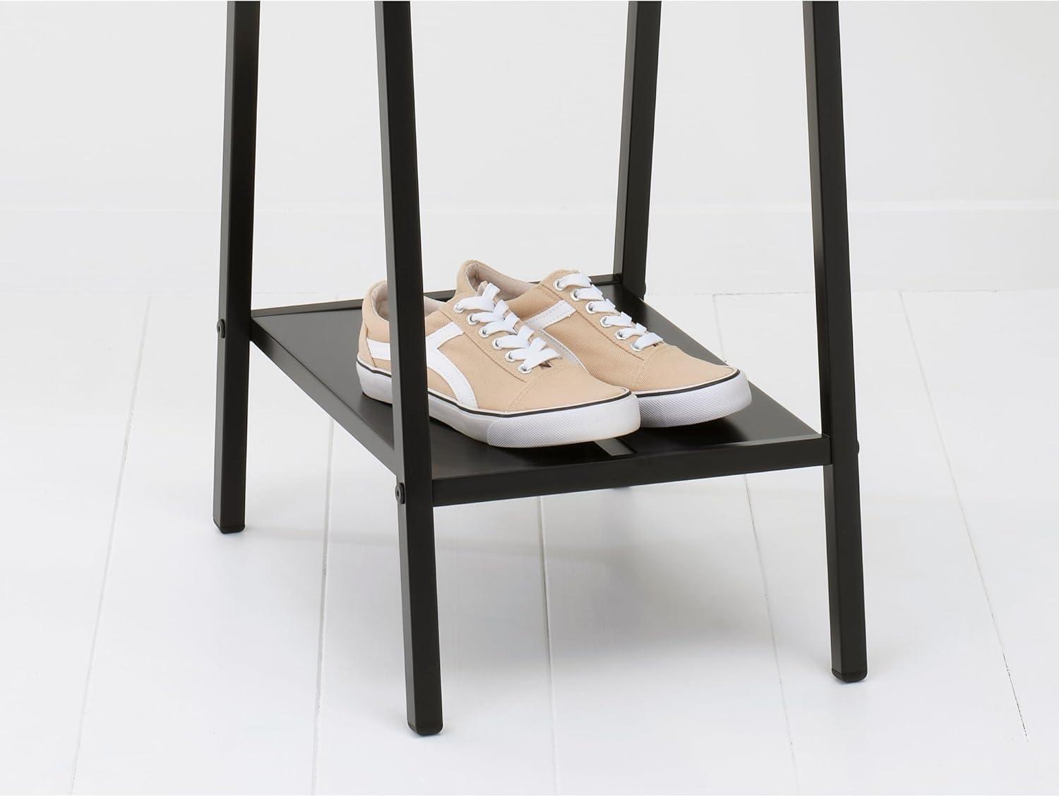 image:imageBrabantia Linn Clothes Rack Compact Free Standing Clothing Rail Clothes Storage Hang Air or Dry Clothes Sturdy Steel Frame amp Bamboo Rod 19 x 13 x 67 inches BlackBlack