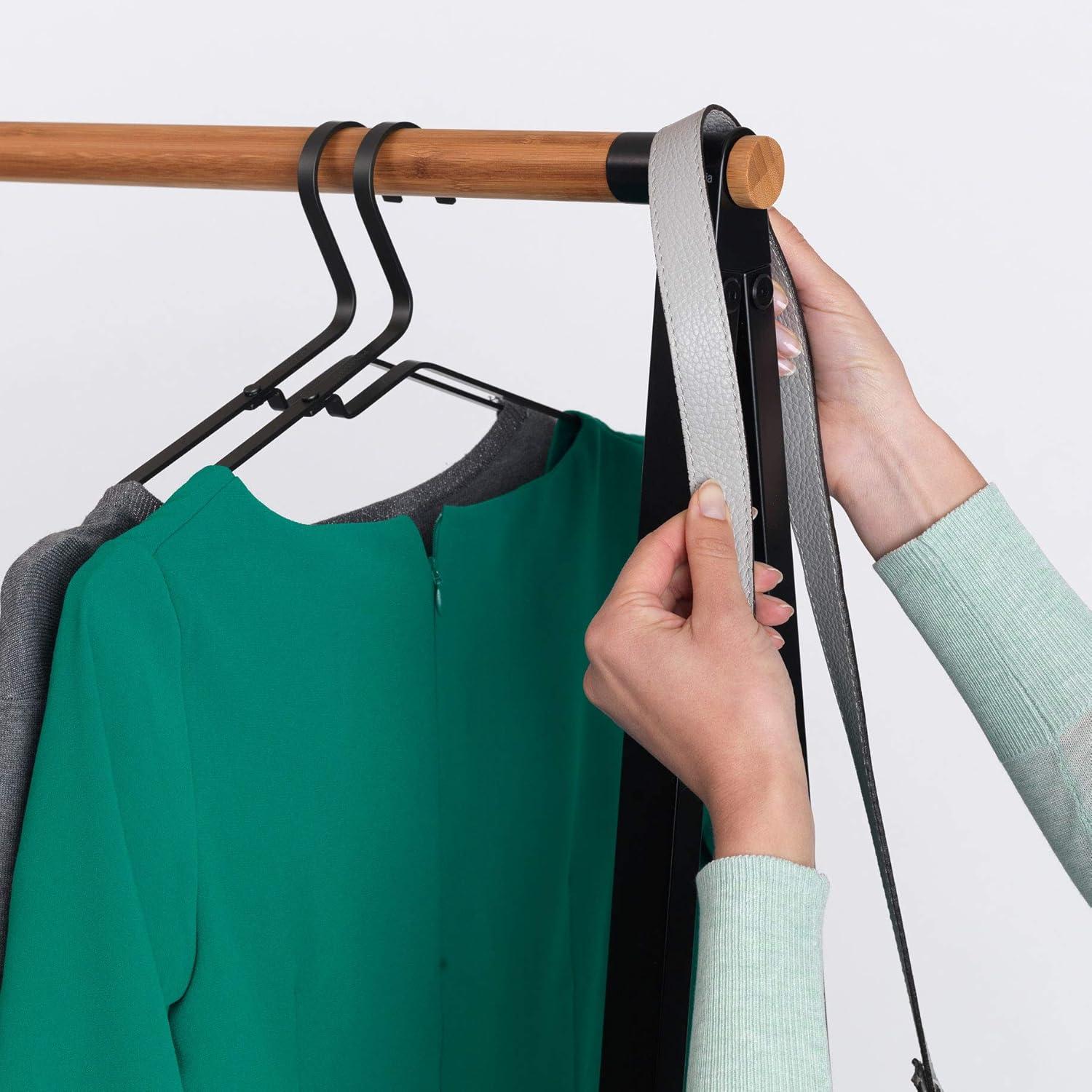 image:imageBrabantia Linn Clothes Rack Compact Free Standing Clothing Rail Clothes Storage Hang Air or Dry Clothes Sturdy Steel Frame amp Bamboo Rod 19 x 13 x 67 inches BlackBlack