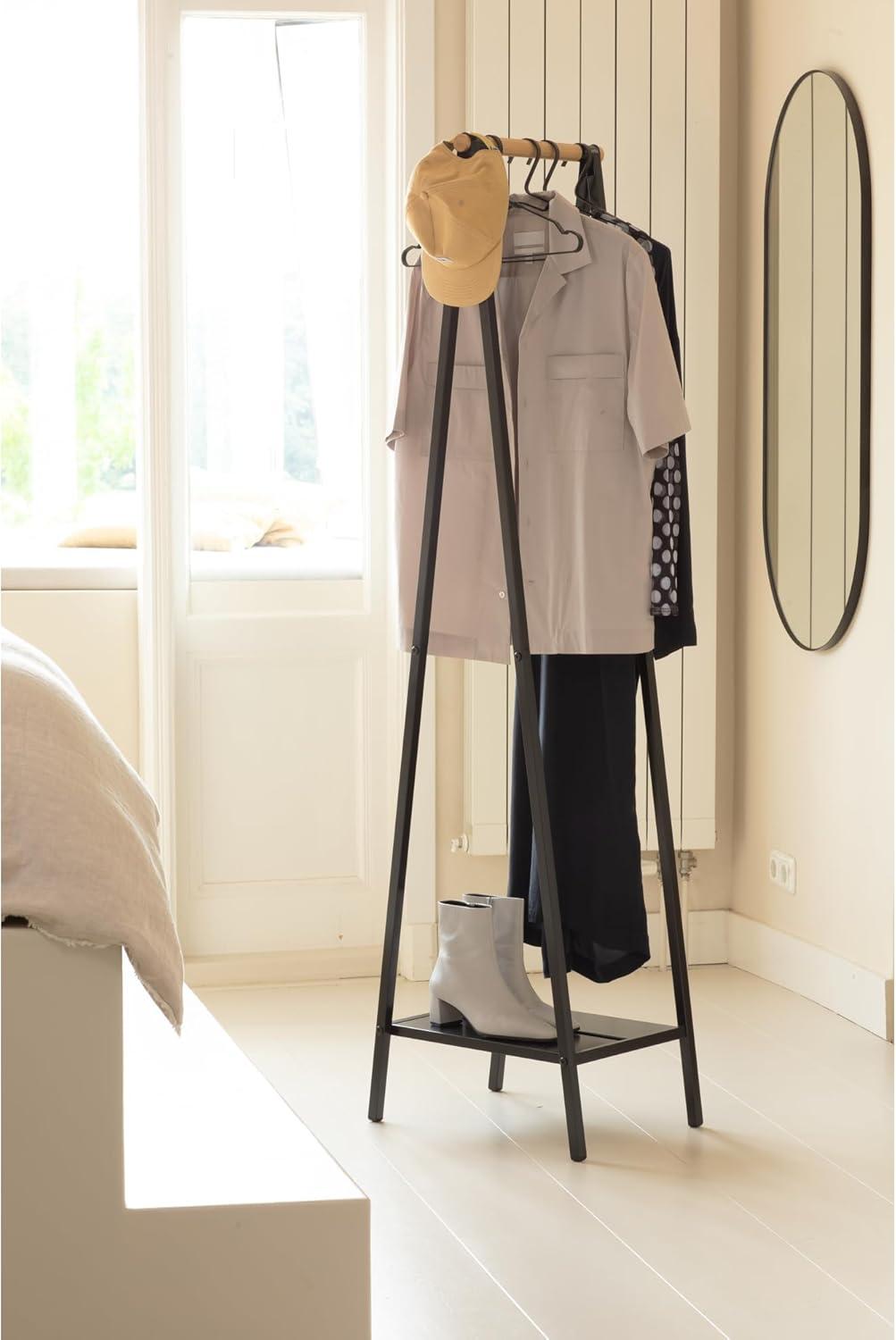 image:imageBrabantia Linn Clothes Rack Compact Free Standing Clothing Rail Clothes Storage Hang Air or Dry Clothes Sturdy Steel Frame amp Bamboo Rod 19 x 13 x 67 inches BlackBlack
