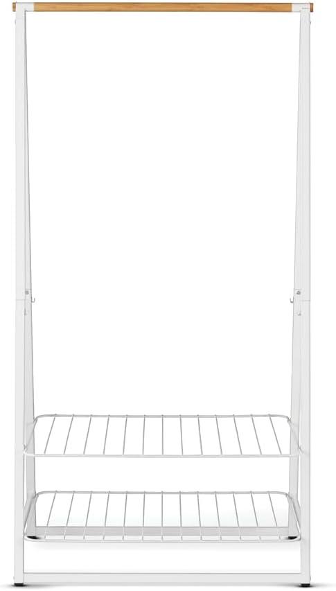 image:imageBrabantia Linn Clothes Rack Compact Free Standing Clothing Rail Clothes Storage Hang Air or Dry Clothes Sturdy Steel Frame amp Bamboo Rod 19 x 13 x 67 inches BlackWhite