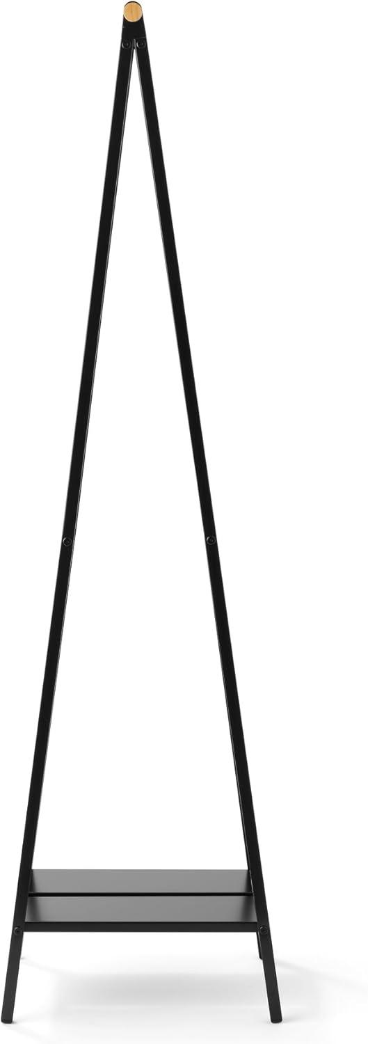 image:imageBrabantia Linn Clothes Rack Compact Free Standing Clothing Rail Clothes Storage Hang Air or Dry Clothes Sturdy Steel Frame amp Bamboo Rod 19 x 13 x 67 inches BlackBlack