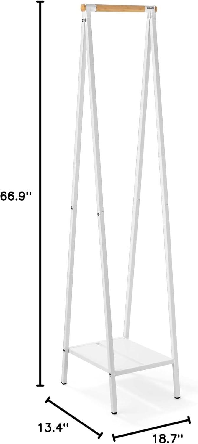 image:imageBrabantia Linn Clothes Rack Compact Free Standing Clothing Rail Clothes Storage Hang Air or Dry Clothes Sturdy Steel Frame amp Bamboo Rod 19 x 13 x 67 inches BlackWhite
