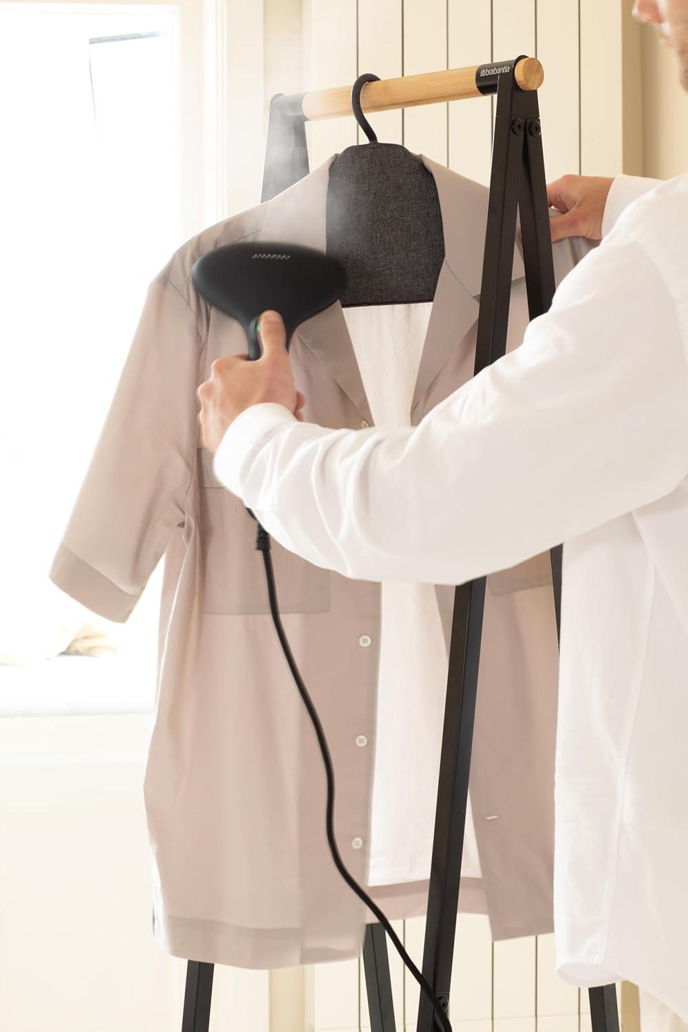 image:imageBrabantia Steam Clothes Hanger Solid Surface for HighPressure Steaming on Collars and Shoulders Quick amp Easy Results DoubleSided Use Versatile 360 Rotating Hook Pepper BlackPepper Black