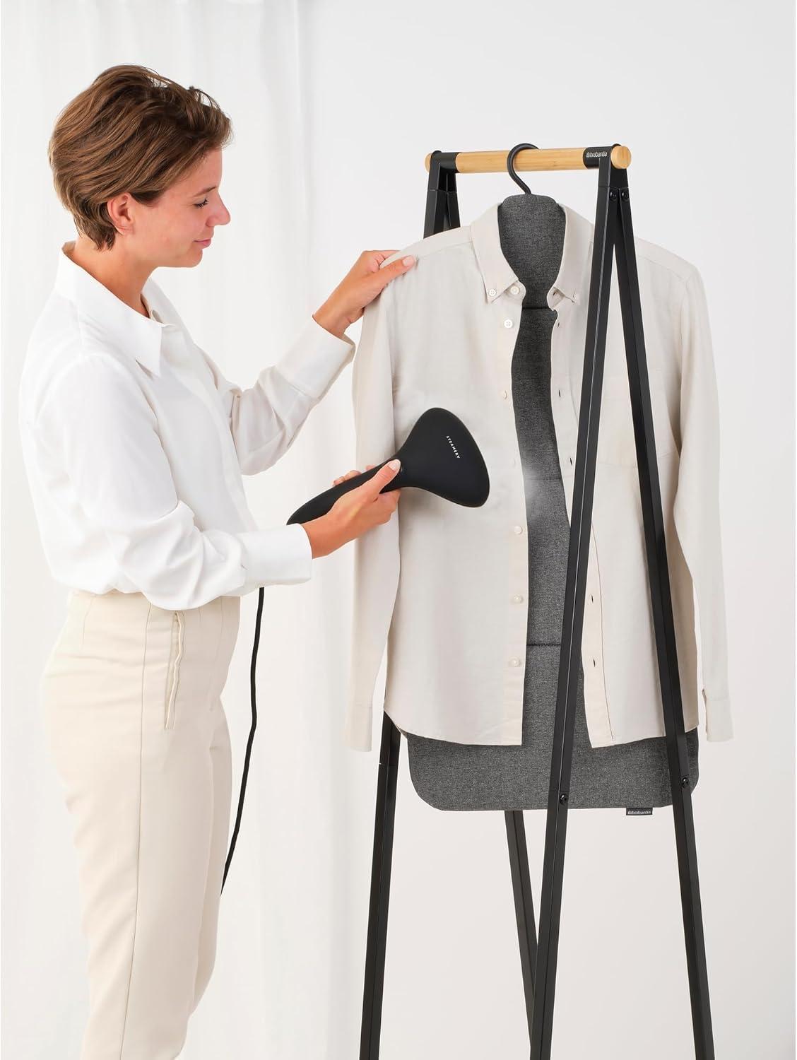 image:imageBrabantia Steam Clothes Hanger Solid Surface for HighPressure Steaming on Collars and Shoulders Quick amp Easy Results DoubleSided Use Versatile 360 Rotating Hook Pepper BlackPepper Black