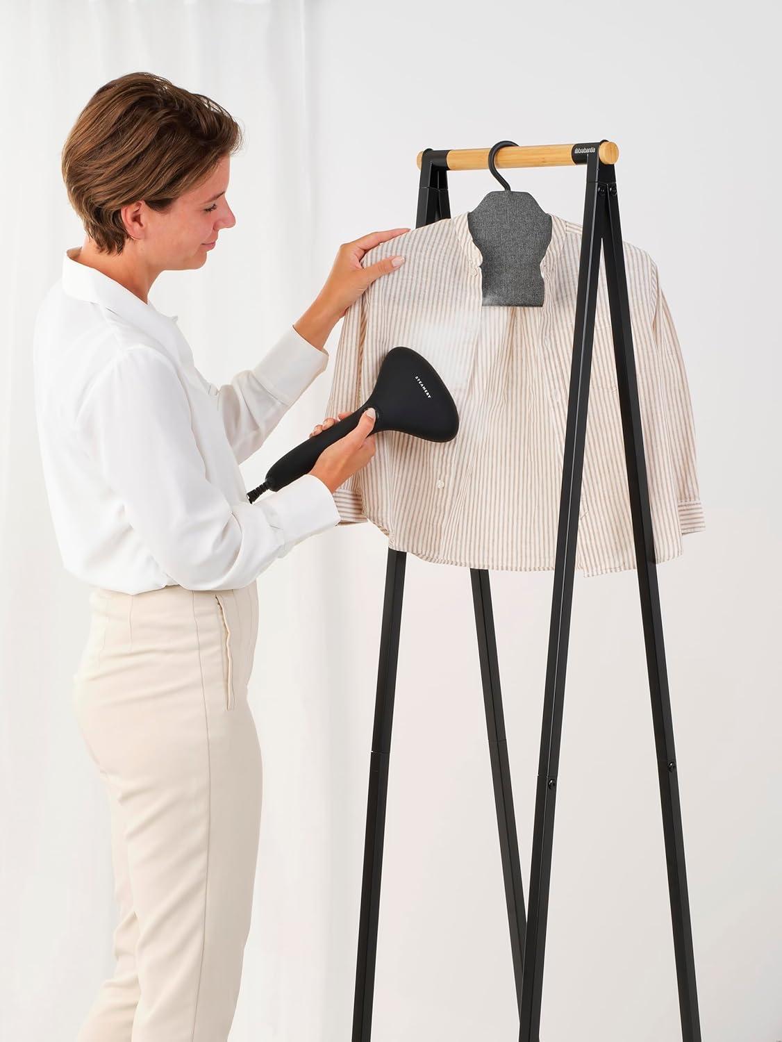 image:imageBrabantia Steam Clothes Hanger Solid Surface for HighPressure Steaming on Collars and Shoulders Quick amp Easy Results DoubleSided Use Versatile 360 Rotating Hook Pepper BlackPepper Black