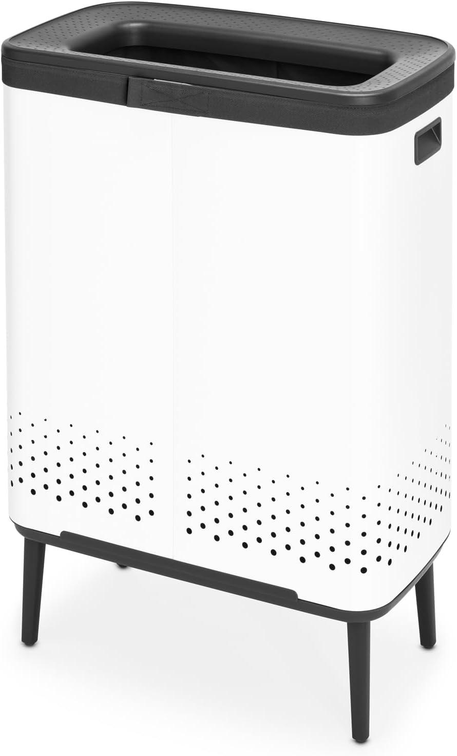 image:imageBrabantia Bo Laundry Hamper White Removable Laundry Bag 16 Gal Ventilated Stylish Discreet Dirty Clothes Holder Flat Back AntiRust Materials for Bathroom UseWhite