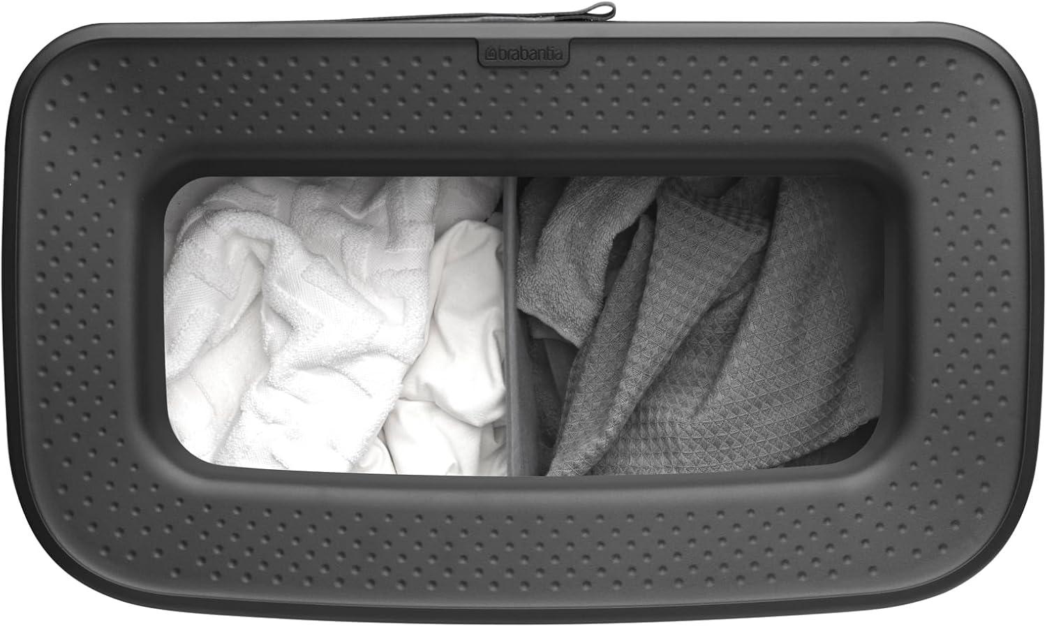 image:imageBrabantia Bo Laundry Hamper White Removable Laundry Bag 16 Gal Ventilated Stylish Discreet Dirty Clothes Holder Flat Back AntiRust Materials for Bathroom UseWhite