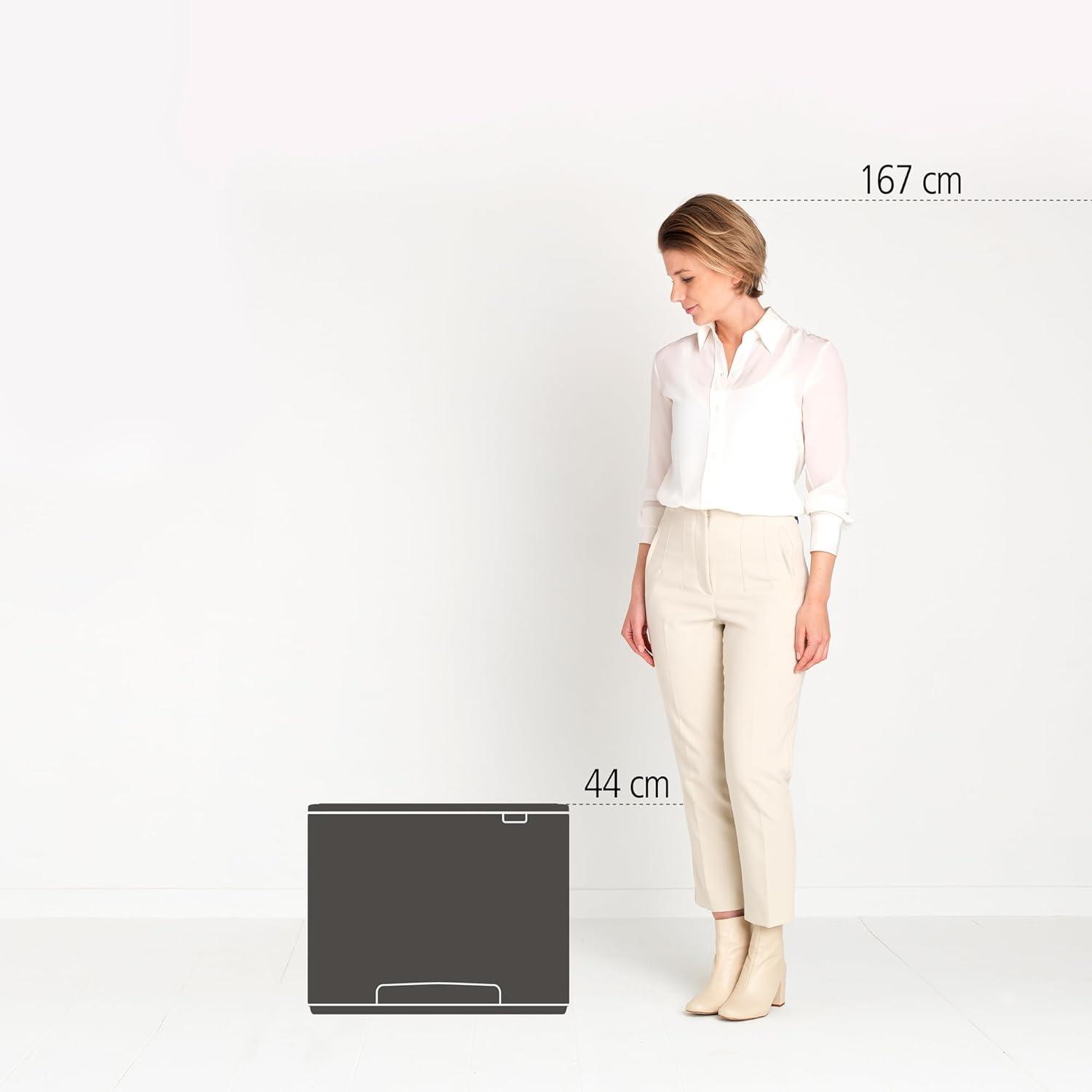 image:imageBrabantia Bo StepOn Kitchen Trash Can with Dual Compartments Matt Black 3 6 Gal Inner Buckets SoftClose Garbage Can Light Pedal Operation StayOpen Lid Fits Against Wall Trash BagsPlatinum
