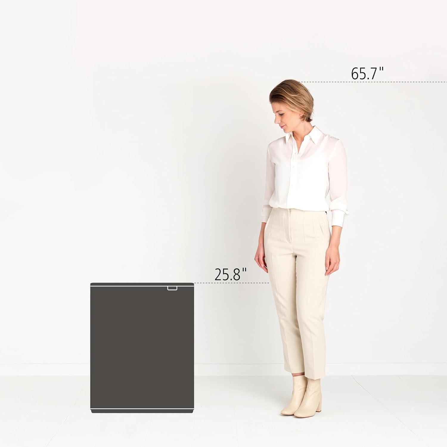 image:imageBrabantia Bo Touch Top Kitchen Trash Can with Single Compartment Mineral Gray 16 Gal Inner Bucket SoftClose Garbage Can Light Touch Opening StayOpen Lid Fits Against Wall Trash BagsPine Green