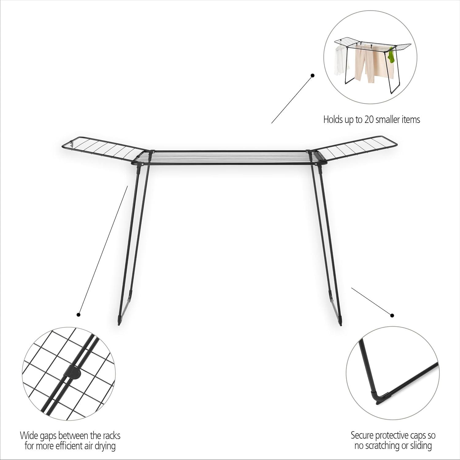 image:imageBrabantia HangOn Clothes Drying Rack 59ft 18m Matt Black Medium Indoor Clothes Airer Foldable Laundry Stand for Large amp Small Items Wide Lines for Towels amp Bedding Fits 1 Full LoadWhite