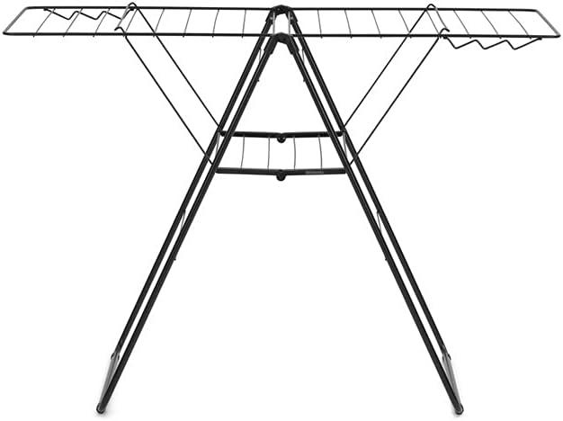 image:imageBrabantia HangOn Clothes Drying Rack 67ft 20m Matt Black Large Indoor Clothes Airer Laundry Stand with 2 FoldOut Wings amp Hanger Hooks Folds Flat Fits 2 Full LoadsMatt Black