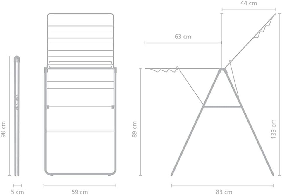 image:imageBrabantia HangOn Clothes Drying Rack 67ft 20m Matt Black Large Indoor Clothes Airer Laundry Stand with 2 FoldOut Wings amp Hanger Hooks Folds Flat Fits 2 Full LoadsMatt Black