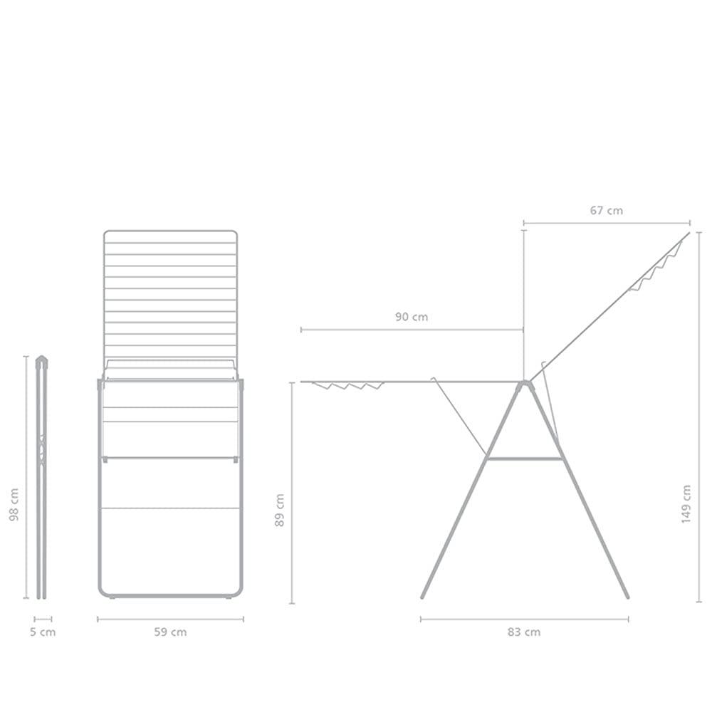 image:imageBrabantia HangOn Clothes Drying Rack 82ft 25m Matt Black Large Indoor Clothes Airer Laundry Stand with 2 FoldOut Wings amp Hanger Hooks Folds Flat Fits 2 Full LoadsMatt Black