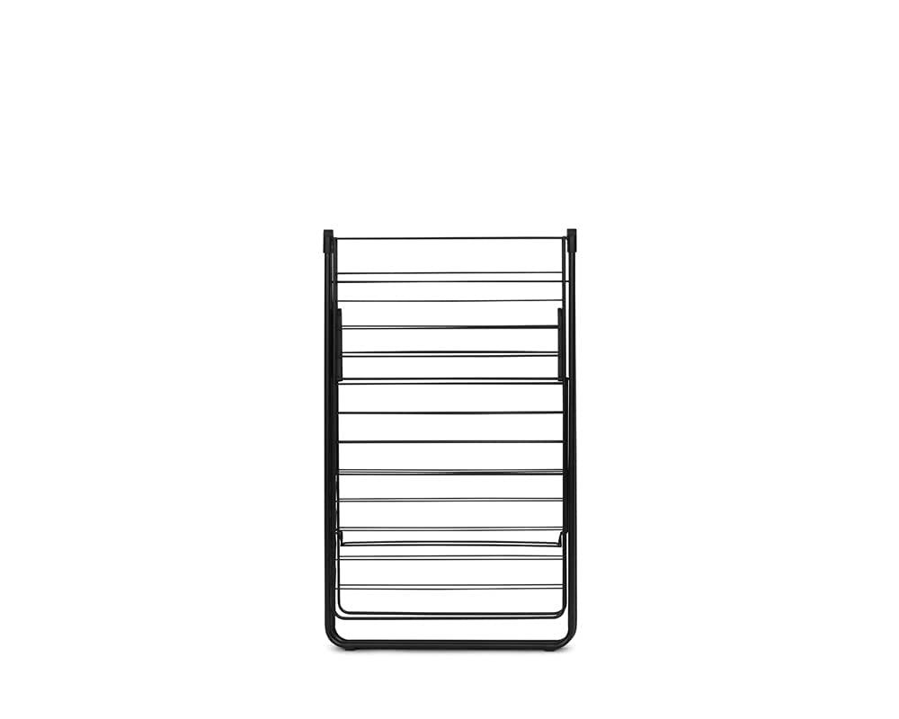 image:imageBrabantia HangOn Clothes Drying Rack 82ft 25m Matt Black Large Indoor Clothes Airer Laundry Stand with 2 FoldOut Wings amp Hanger Hooks Folds Flat Fits 2 Full LoadsMatt Black