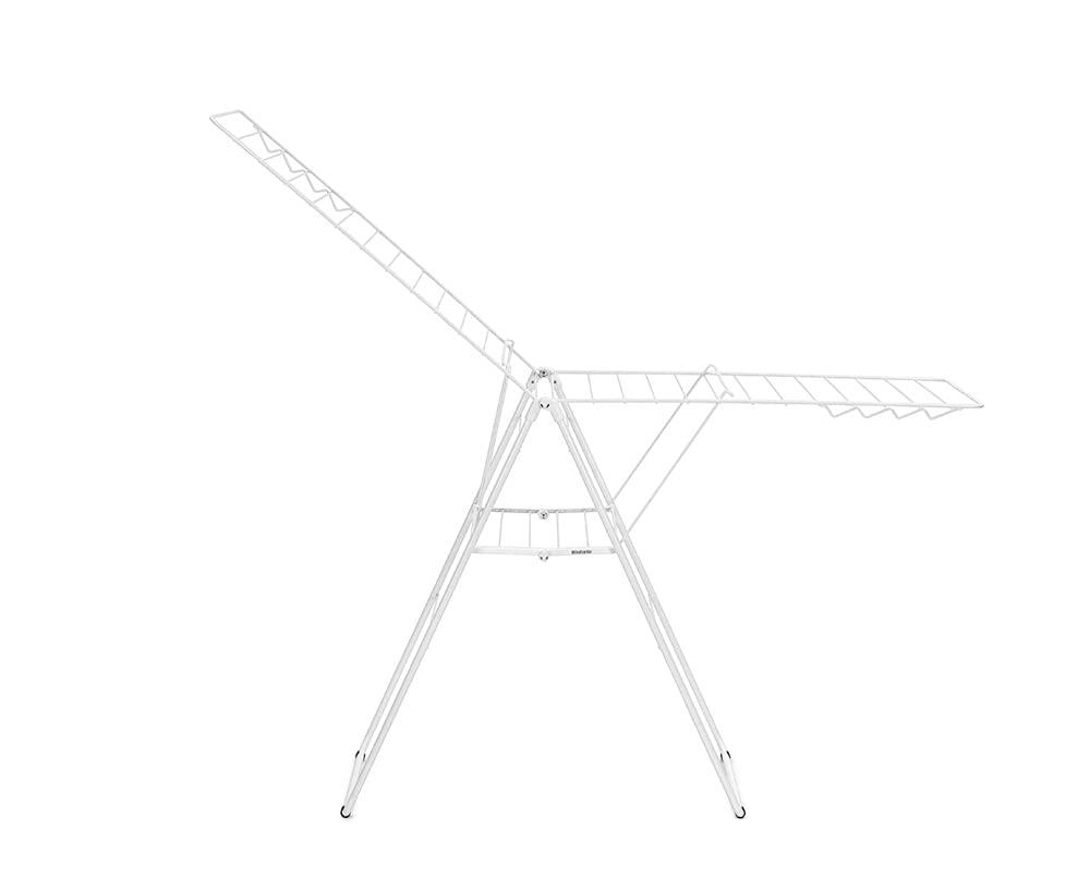 image:imageBrabantia HangOn Clothes Drying Rack 82ft 25m White Large Indoor Clothes Airer Laundry Stand with 2 FoldOut Wings amp Hanger Hooks Folds Flat Fits 2 Full LoadsFresh White
