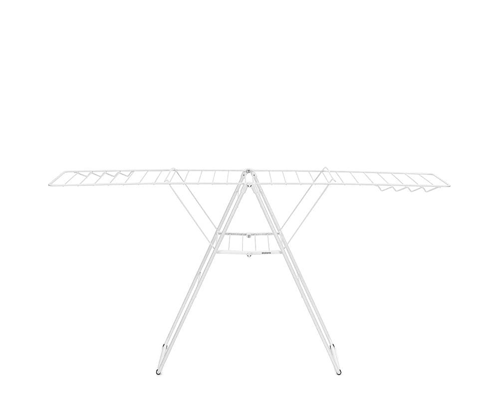 image:imageBrabantia HangOn Clothes Drying Rack 82ft 25m White Large Indoor Clothes Airer Laundry Stand with 2 FoldOut Wings amp Hanger Hooks Folds Flat Fits 2 Full LoadsFresh White