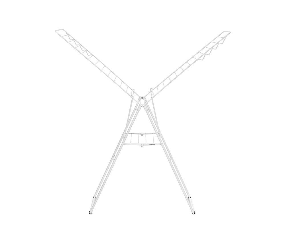 image:imageBrabantia HangOn Clothes Drying Rack 82ft 25m White Large Indoor Clothes Airer Laundry Stand with 2 FoldOut Wings amp Hanger Hooks Folds Flat Fits 2 Full LoadsFresh White