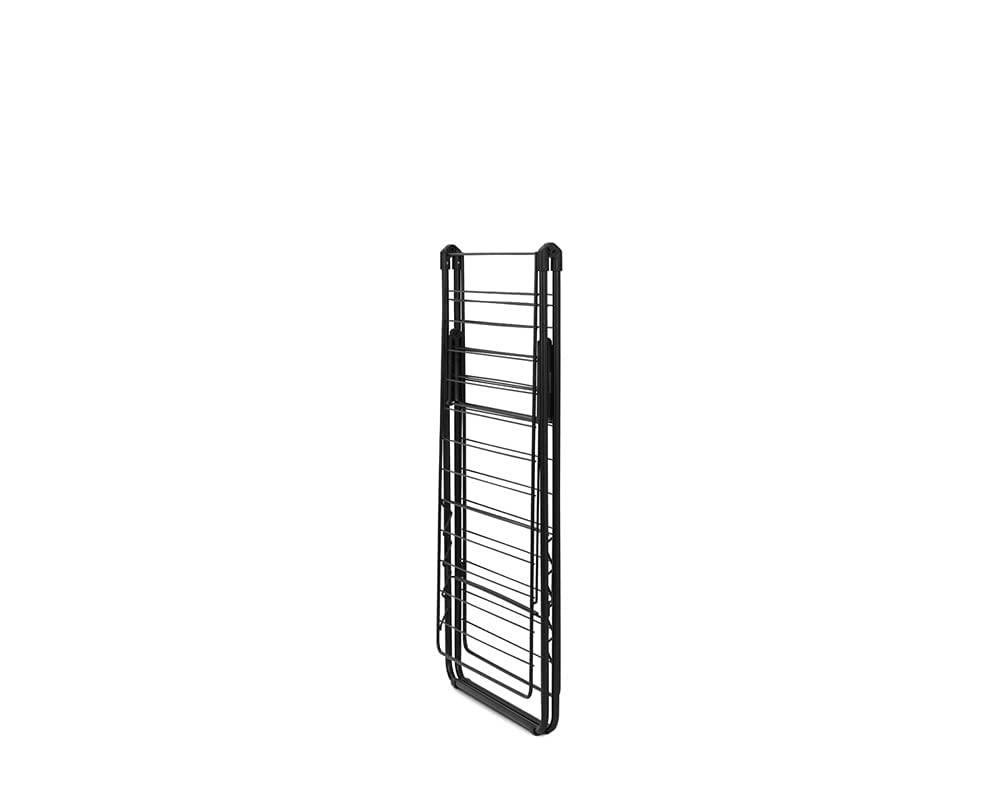 image:imageBrabantia HangOn Clothes Drying Rack 82ft 25m White Large Indoor Clothes Airer Laundry Stand with 2 FoldOut Wings amp Hanger Hooks Folds Flat Fits 2 Full LoadsMatt Black