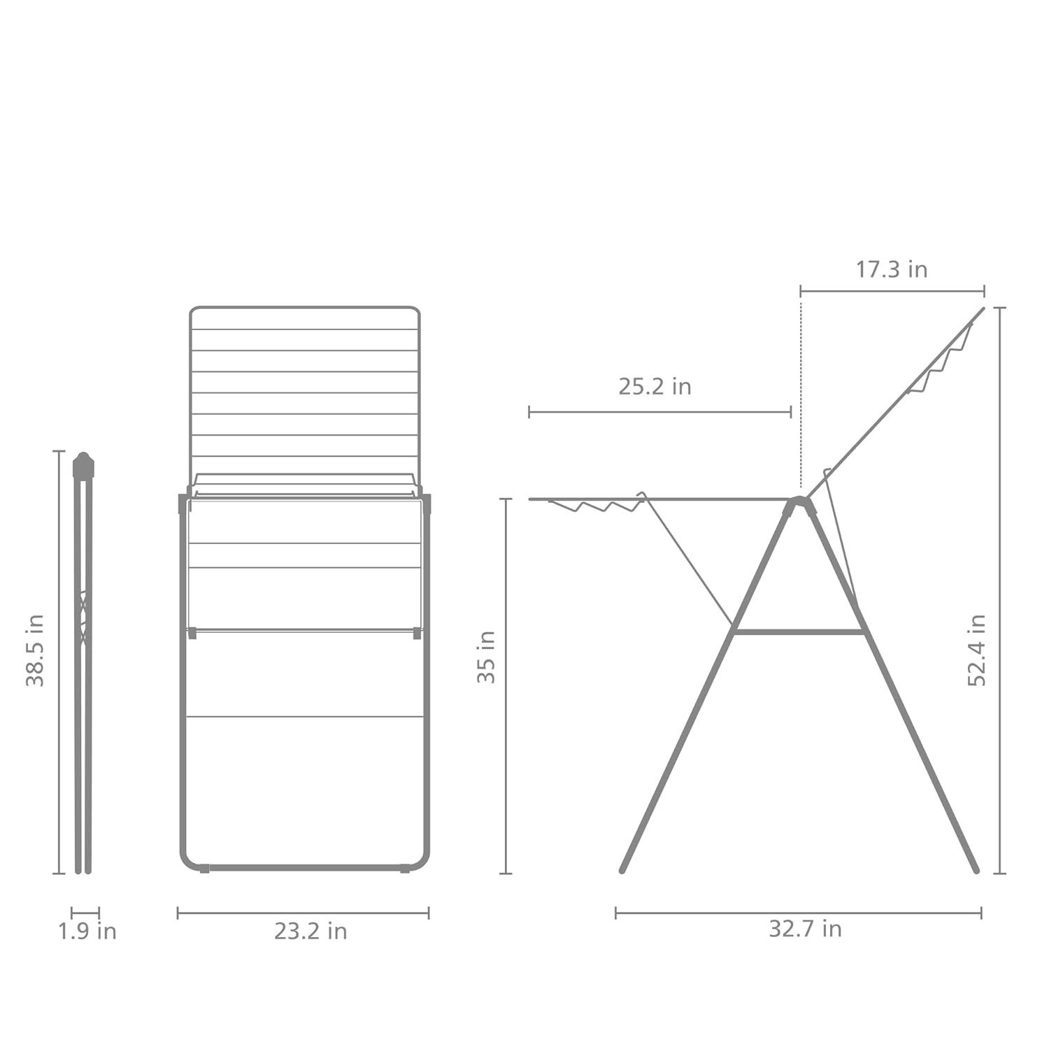image:imageBrabantia HangOn Clothes Drying Rack 82ft 25m White Large Indoor Clothes Airer Laundry Stand with 2 FoldOut Wings amp Hanger Hooks Folds Flat Fits 2 Full LoadsFresh White