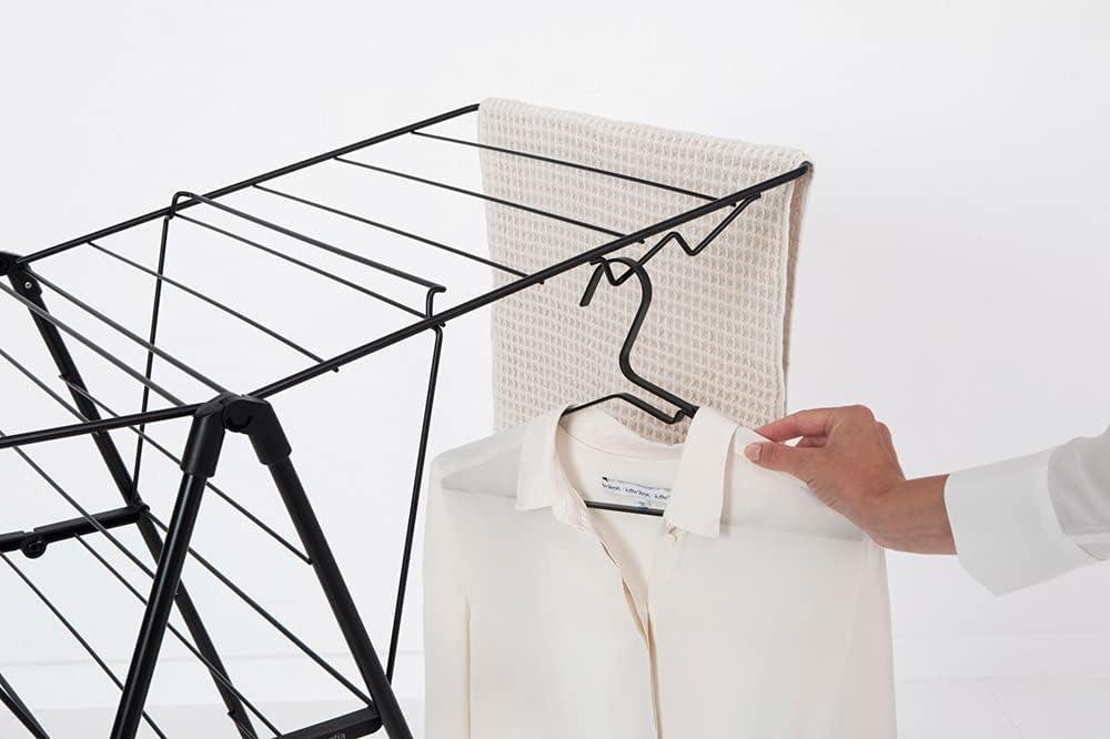 image:imageBrabantia HangOn Compact Clothes Drying Rack 49ft 15m Matt Black Small Indoor Clothes Airer Laundry Stand with 2 FoldOut Wings amp Hanger Hooks Folds Flat Ideal for Condos Fits Full Load02 matte black 15M