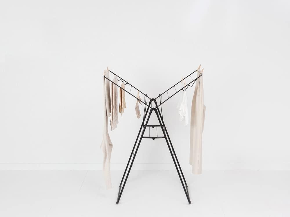 image:imageBrabantia HangOn Compact Clothes Drying Rack 49ft 15m Matt Black Small Indoor Clothes Airer Laundry Stand with 2 FoldOut Wings amp Hanger Hooks Folds Flat Ideal for Condos Fits Full Load02 matte black 15M