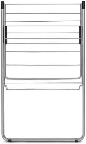 image:imageBrabantia HangOn Compact Clothes Drying Rack 49ft 15m White Small Indoor Clothes Airer Laundry Stand with 2 FoldOut Wings amp Hanger Hooks Folds Flat Ideal for Condos Fits Full LoadMetallic Gray