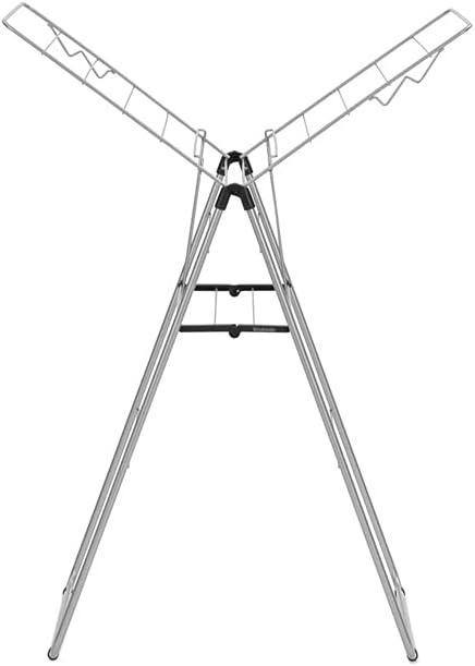 image:imageBrabantia HangOn Compact Clothes Drying Rack 49ft 15m White Small Indoor Clothes Airer Laundry Stand with 2 FoldOut Wings amp Hanger Hooks Folds Flat Ideal for Condos Fits Full LoadMetallic Gray