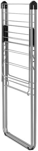 image:imageBrabantia HangOn Compact Clothes Drying Rack 49ft 15m White Small Indoor Clothes Airer Laundry Stand with 2 FoldOut Wings amp Hanger Hooks Folds Flat Ideal for Condos Fits Full LoadMetallic Gray