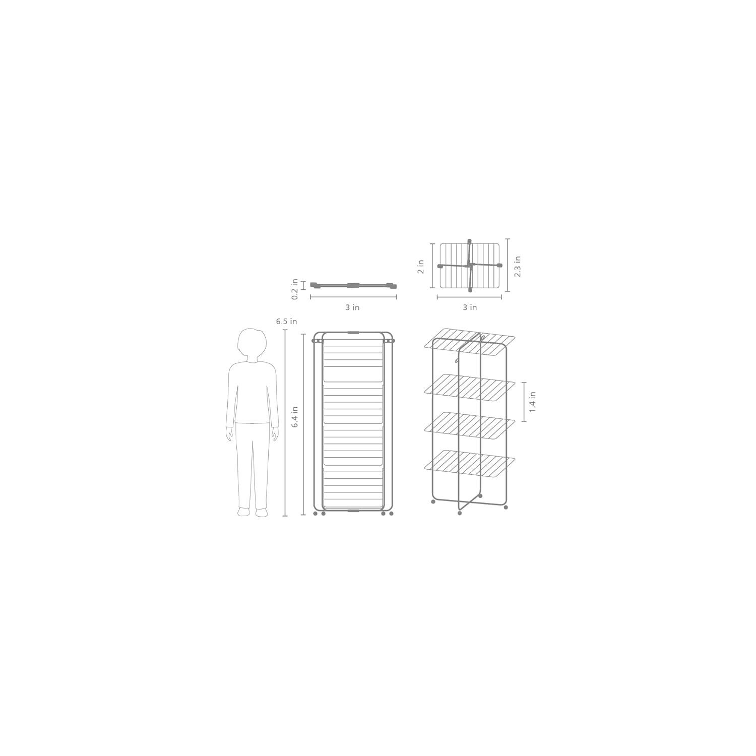 image:imageBrabantia HangOn Tower Clothes Drying Rack with Wheels 76ft 23m White Tall 3Tier Indoor Clothes Airer with Adjustable Shelves for Towels Folds Flat to Save Space Fits 2 Full LoadsWhite