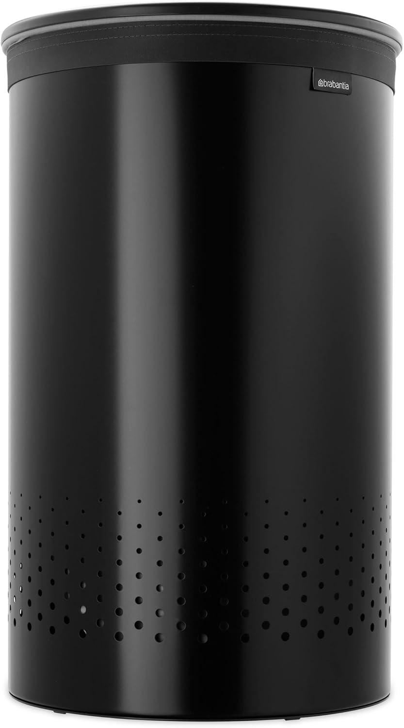 image:imageBrabantia Laundry Basket with Lid 16 Gal Washing Hamper with Removable Cotton Bag amp QuickDrop Opening SpaceSaving Laundry Hamper Matt BlackMatt Black
