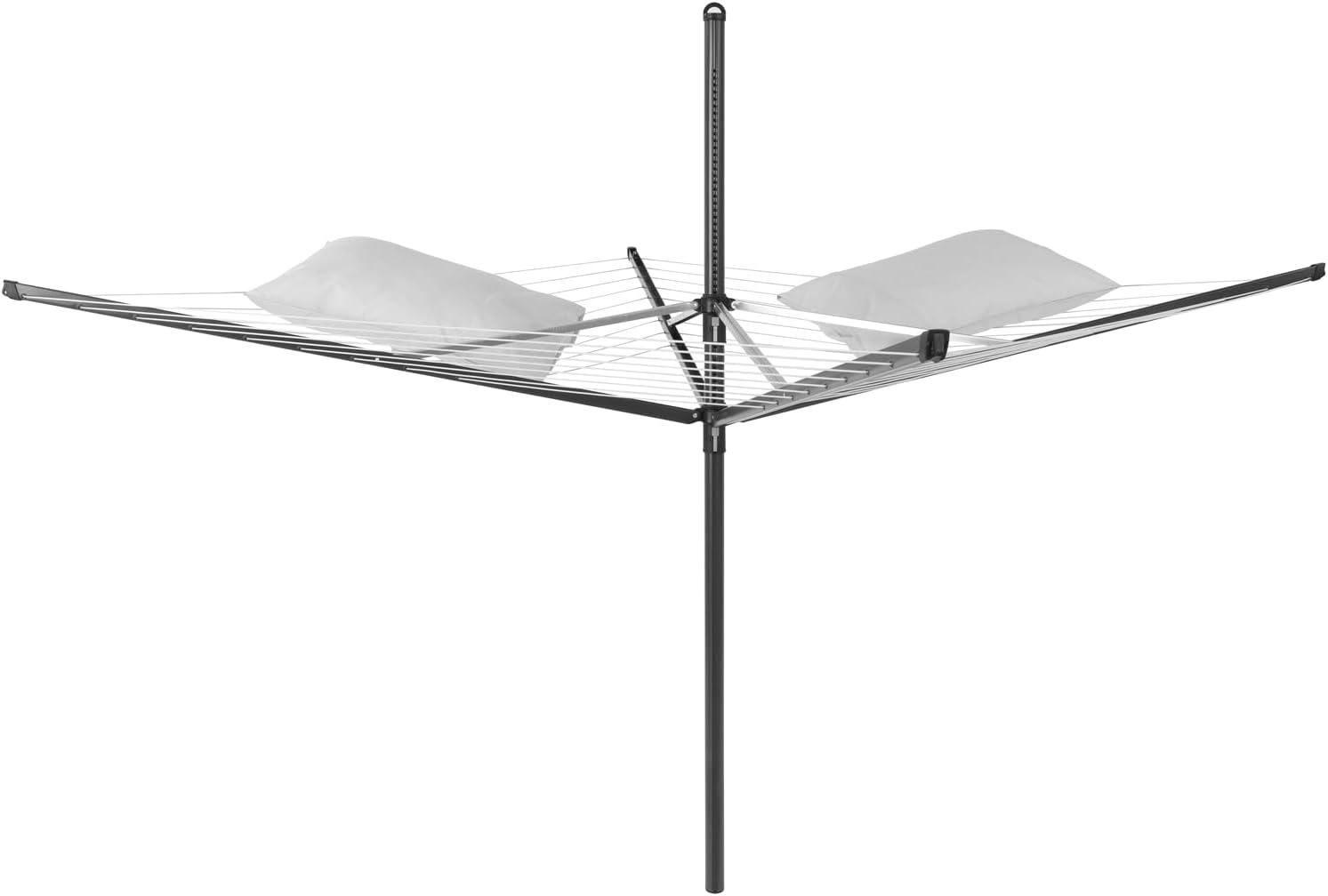 image:imageBrabantia LiftOMatic Outdoor 4 Arm Clothesline 164 ft 18 Height Adjustable Folding Clothes Drying Rack Ground Spike amp Cover GrayAnthracite