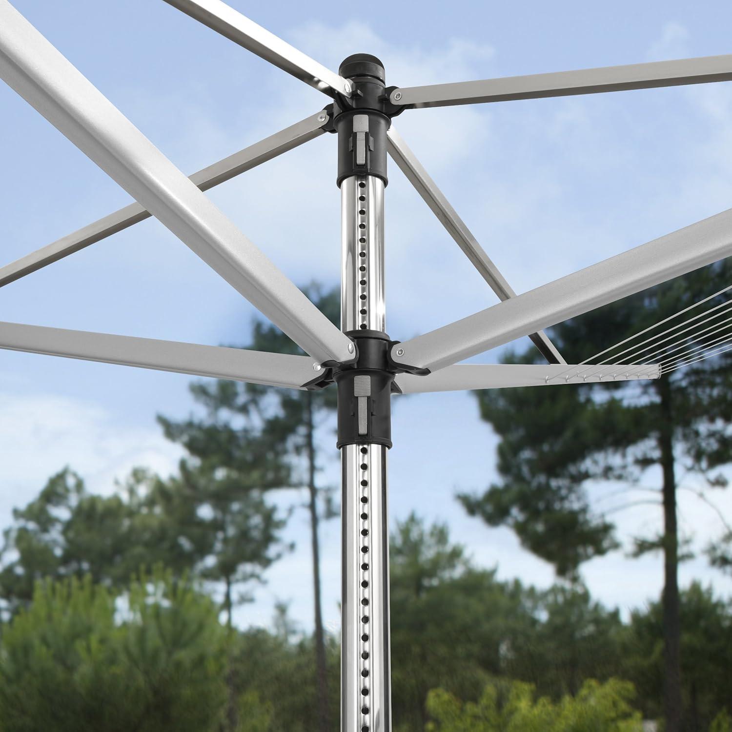 image:imageBrabantia LiftOMatic Outdoor 4 Arm Clothesline 164 ft 18 Height Adjustable Folding Clothes Drying Rack Ground Spike amp Cover GrayGray