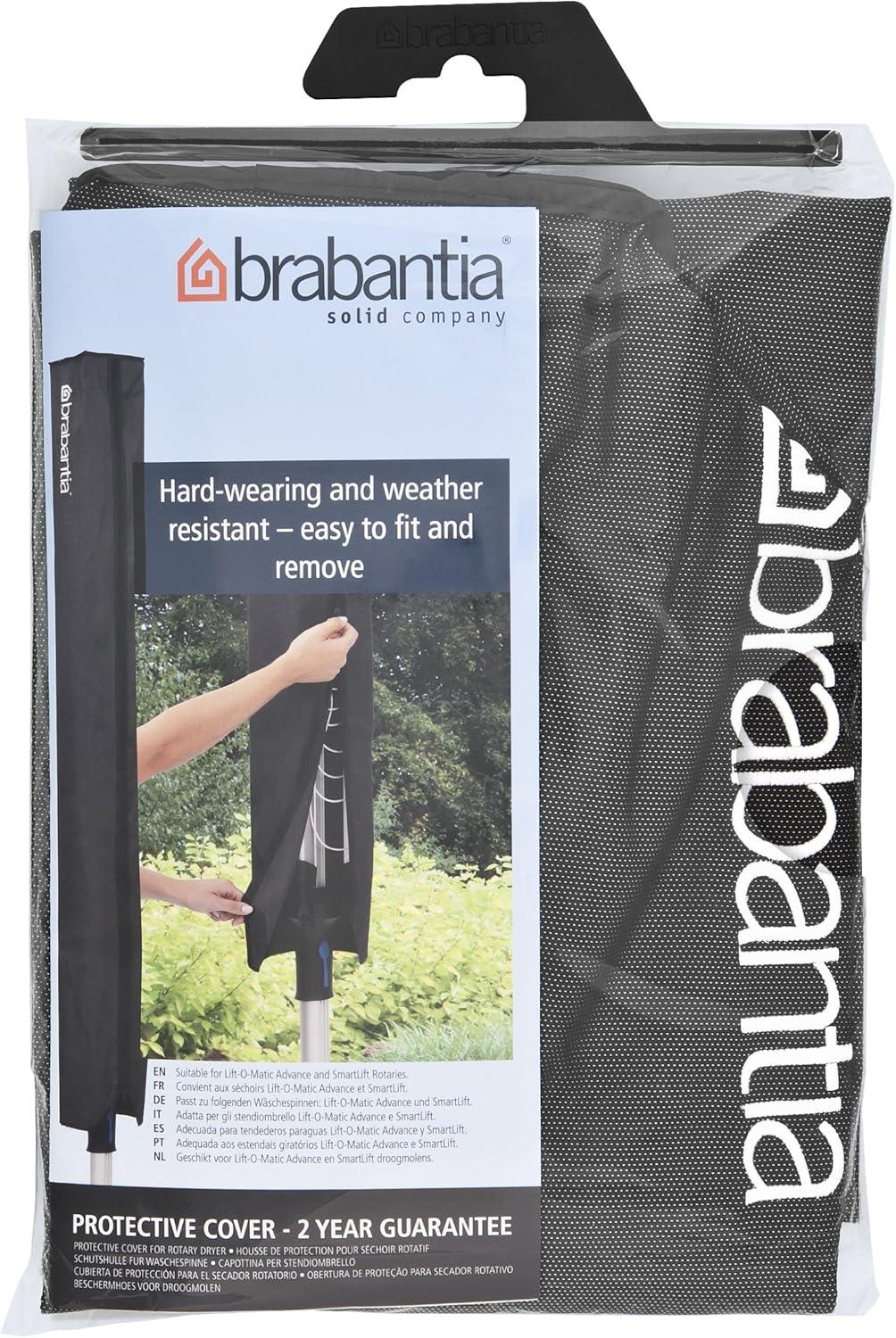 image:imageBrabantia LiftOMatic Outdoor 4 Arm Clothesline 164 ft 18 Height Adjustable Folding Clothes Drying Rack Ground Spike amp Cover GrayGray