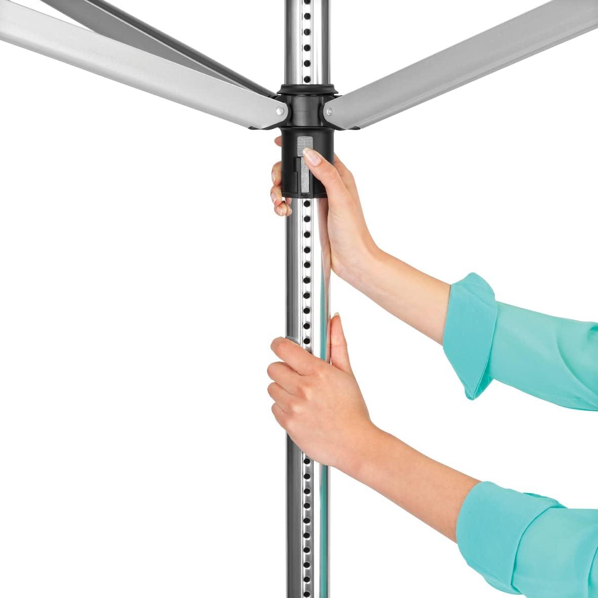 image:imageBrabantia LiftOMatic Outdoor 4 Arm Clothesline 164 ft 18 Height Adjustable Folding Clothes Drying Rack Ground Spike amp Cover GrayGray