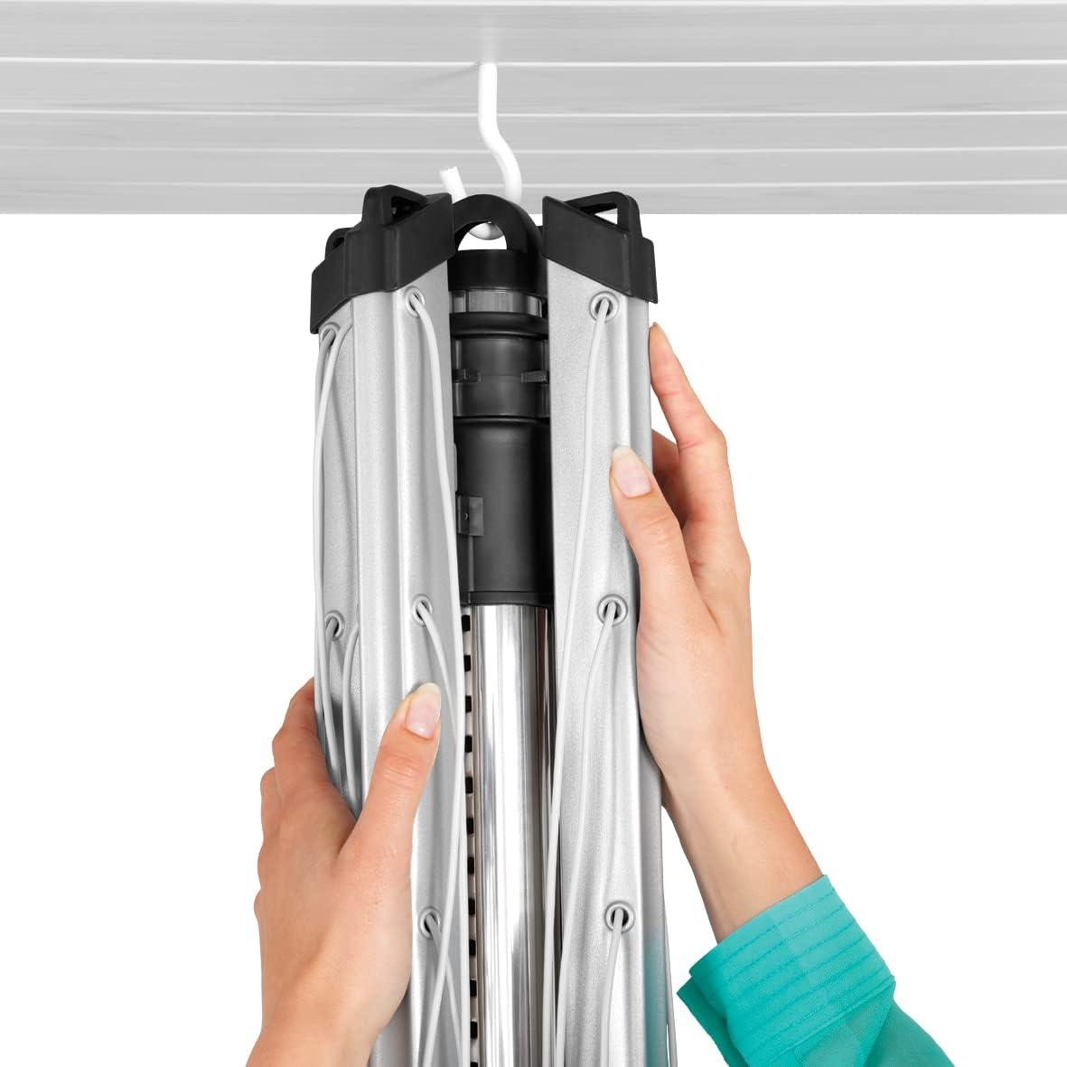 image:imageBrabantia LiftOMatic Outdoor 4 Arm Clothesline 164 ft 18 Height Adjustable Folding Clothes Drying Rack Ground Spike amp Cover GrayGray