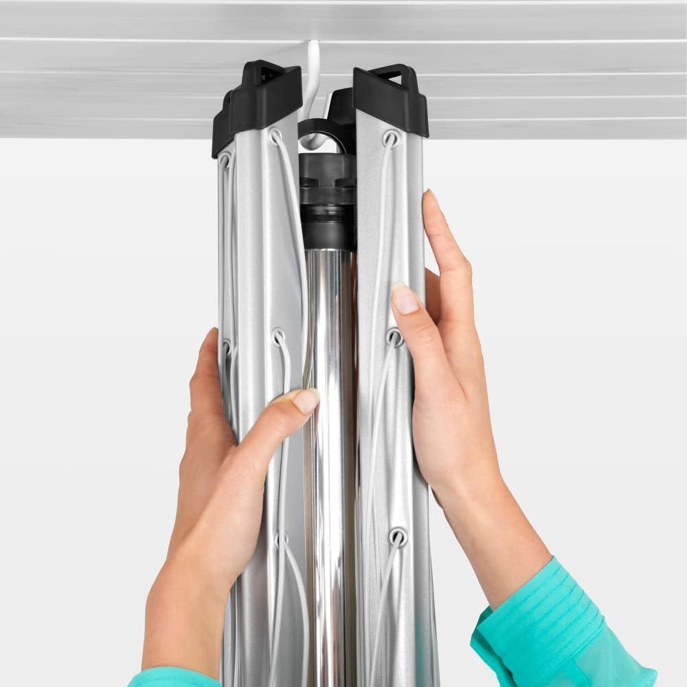 image:imageBrabantia LiftOMatic Outdoor 4 Arm Clothesline 164 ft 18 Height Adjustable Folding Clothes Drying Rack Ground Spike amp Cover GrayGray