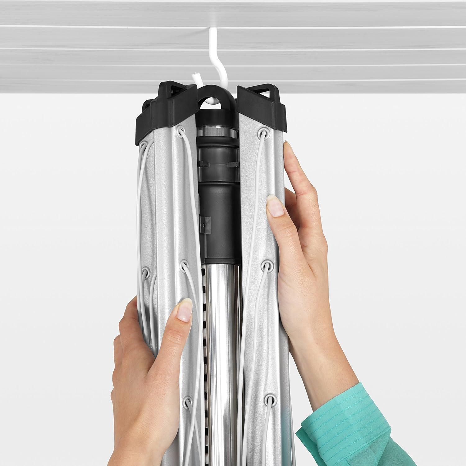 image:imageBrabantia LiftOMatic Outdoor 4 Arm Clothesline 164 ft 18 Height Adjustable Folding Clothes Drying Rack Ground Spike amp Cover GrayGray
