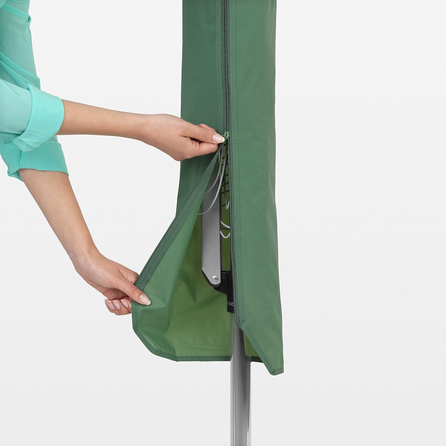 image:imageBrabantia LiftOMatic Outdoor 4 Arm Clothesline 164 ft 18 Height Adjustable Folding Clothes Drying Rack Ground Spike amp Cover GrayGray