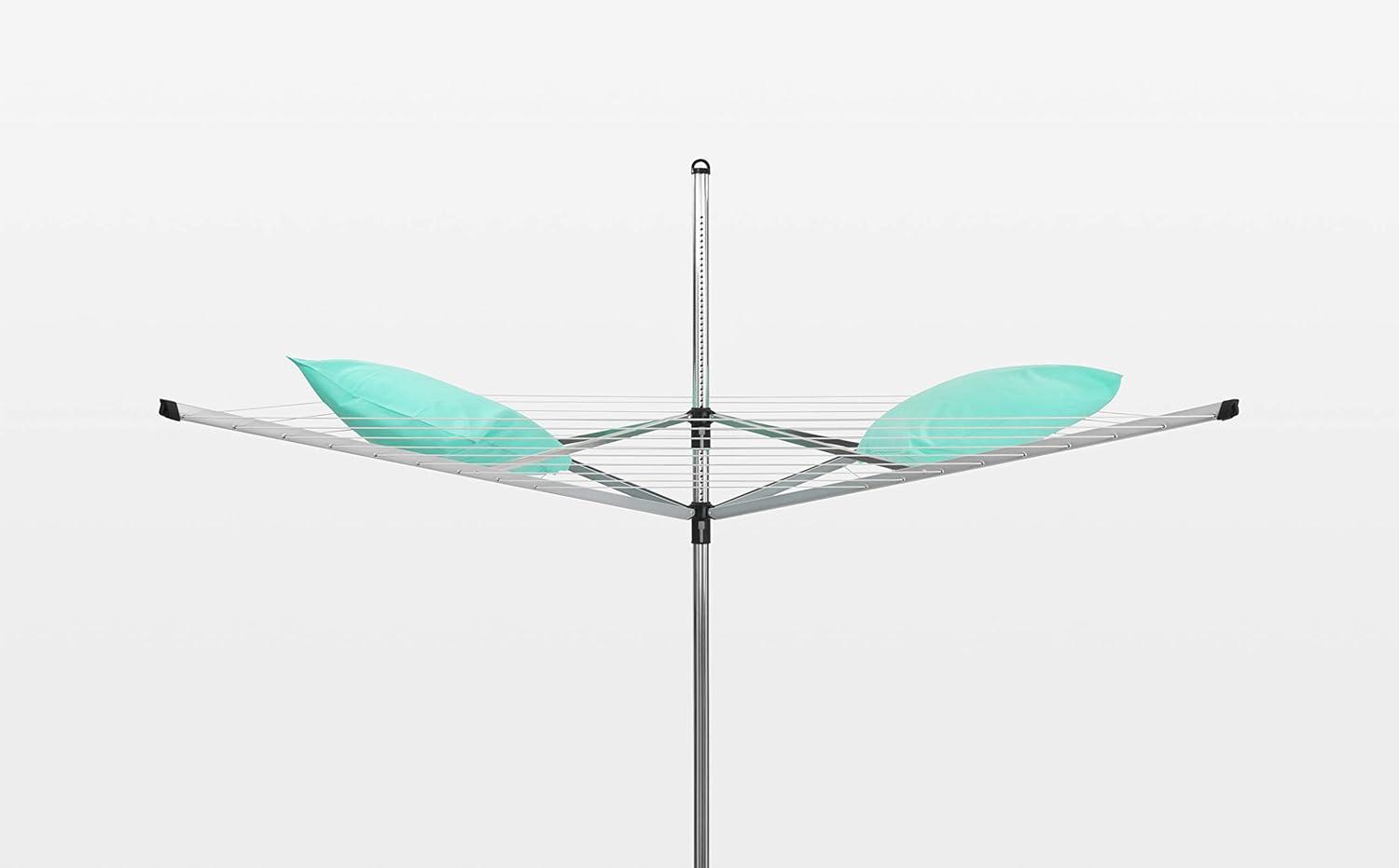 image:imageBrabantia LiftOMatic Outdoor 4 Arm Clothesline 164 ft 18 Height Adjustable Folding Clothes Drying Rack Ground Spike amp Cover GrayGray