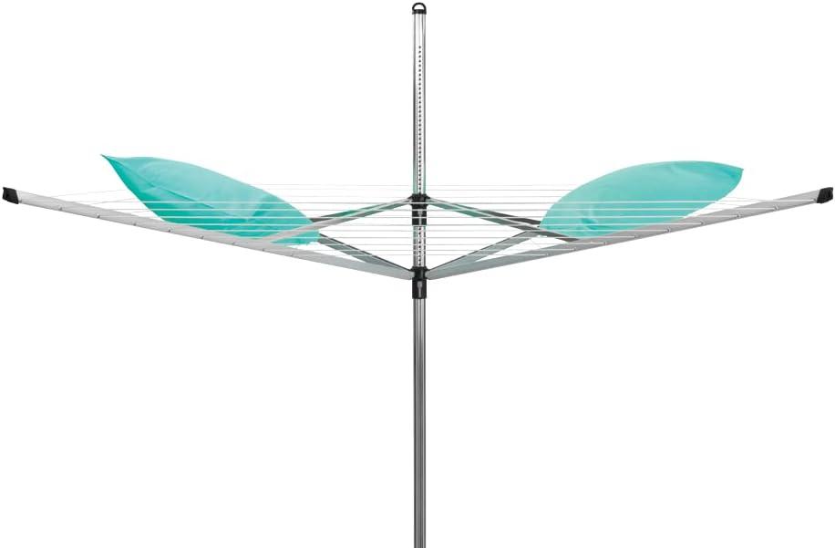 image:imageBrabantia LiftOMatic Outdoor 4 Arm Clothesline 164 ft 18 Height Adjustable Folding Clothes Drying Rack Ground Spike amp Cover GrayGray