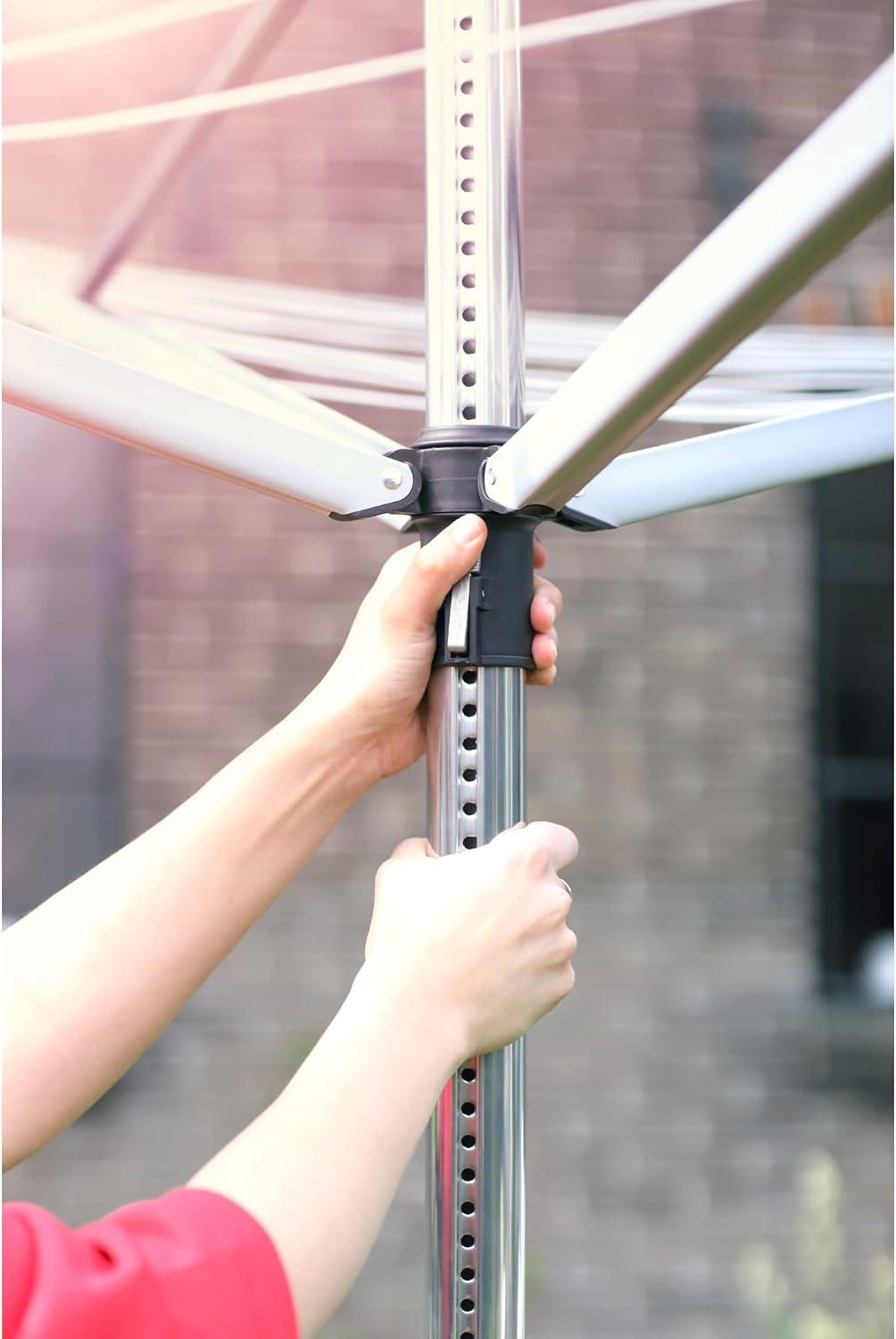 image:imageBrabantia LiftOMatic Outdoor 4 Arm Clothesline 164 ft 18 Height Adjustable Folding Clothes Drying Rack Ground Spike amp Cover GrayGray