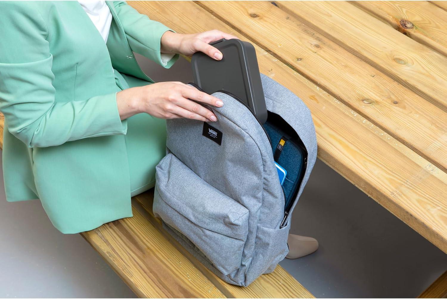 image:imageBrabantia Make amp Take Bento Lunch Box Dark Gray 2 Compartments amp Lidded Pot LiftOut Tray Divider BPAFree Airtight Snap Locks Microwave amp Freezer Safe Travel Meal Prep ContainerDark Gray