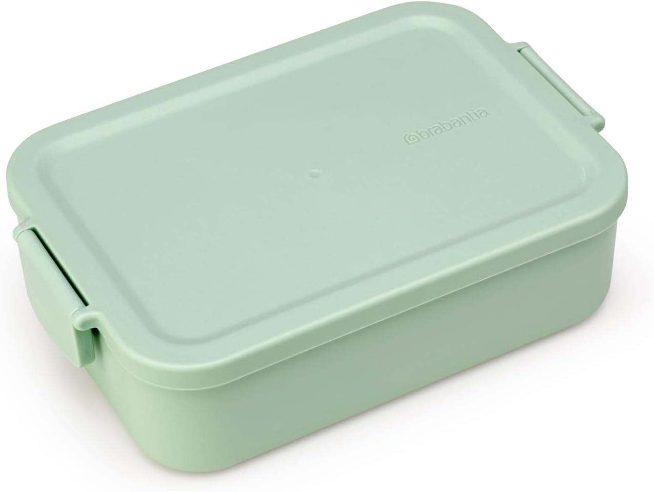 image:imageBrabantia Make amp Take Bento Lunch Box Dark Gray 2 Compartments amp Lidded Pot LiftOut Tray Divider BPAFree Airtight Snap Locks Microwave amp Freezer Safe Travel Meal Prep ContainerJade Green